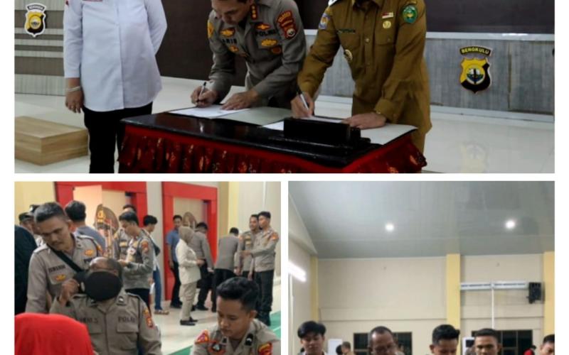 akti Kesehatan Polri Presisi, Polresta Bengkulu-PMI MoU dan Gelar Kegiatan Donor Darah