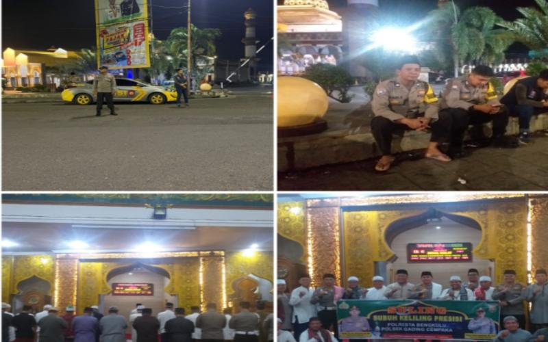 Polsek Gading Cempaka Bersama Kapolresta Bengkulu Monitoring dan Pengaman Subuh Keliling di Masjid Bhaitull Izzah 