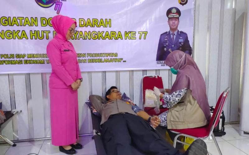 Sambut Hut Bahayangkara Ke 77, Polres Mukomuko Gelar Aksi Donor Darah