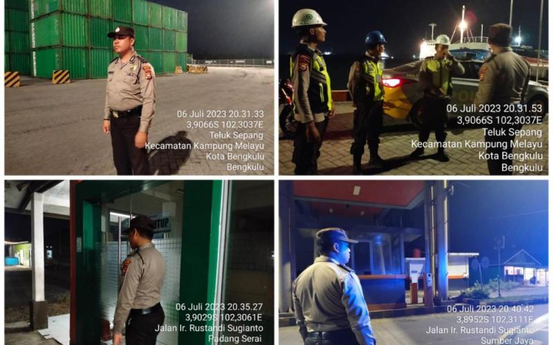 Polsek KSKP Pulai Baai Patroli Malam di Seputaran Pelabuhan