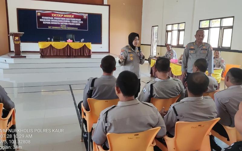 Dit Binmas Polda Bengkulu Lakukan Pendataan, Penertiban dan Pembinaan Serta  Sosialisasi Perpol 1 Tahun 2023 kepada Anggota Satpam Polres Kaur