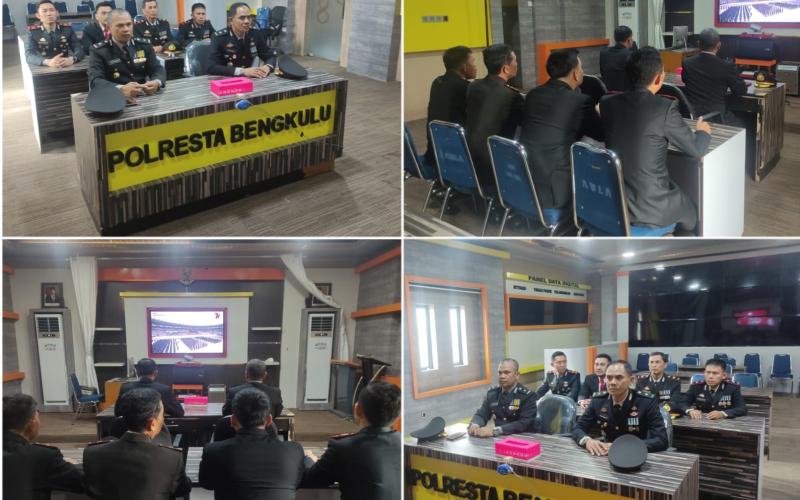 Polresta Bengkulu Ikuti Upacara Pembinaan Tradisi Peringatan Hari Bhayangkara Ke-77 Secara Virtual 