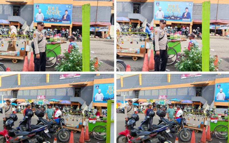Polsek Ratu Samban, Patroli Sambang Bersama Pedagang dan Pengunjung Pasar Minggu