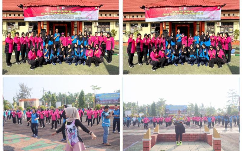 Ciptakan Kekompakan Dalam Rangka HUT Polwan Ke 75, Personel Polres Kaur dan Polsek Jajaran Olahraga Bersama 