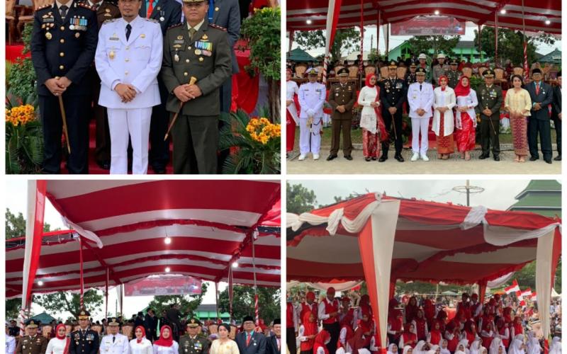 Peringatan HUT Ke-78 Kemerdekaan RI, Kapolres Kaur Ikuti Upacara Penurunan Bendera Merah Putih