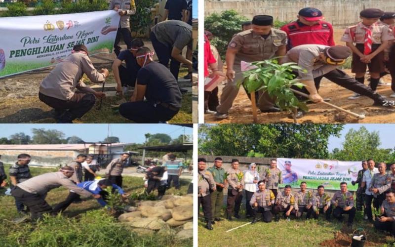 Polsek Jajaran Polresta Bengkulu Ikuti Penanaman Pohon, Polri Lestarikan Negeri Penghijuan Sejak Dini  