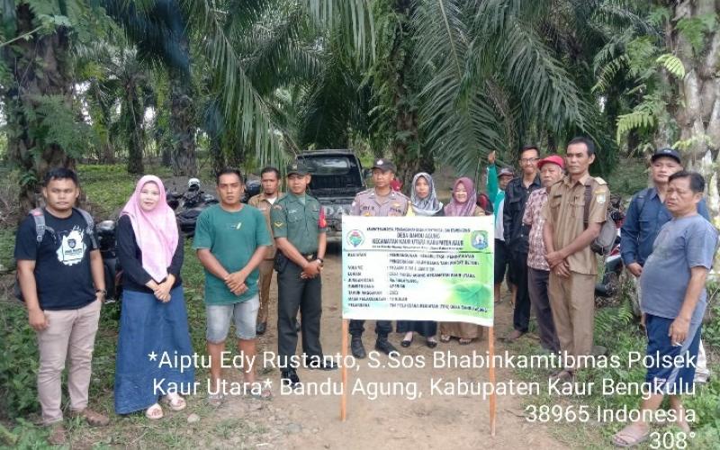 Polsek Kaur Utara Monitoring Titik Nol Pembangunan, Rehabilitasi dan Peningkatan Badan Jalan Usaha Tani Desa Bandu Agung 