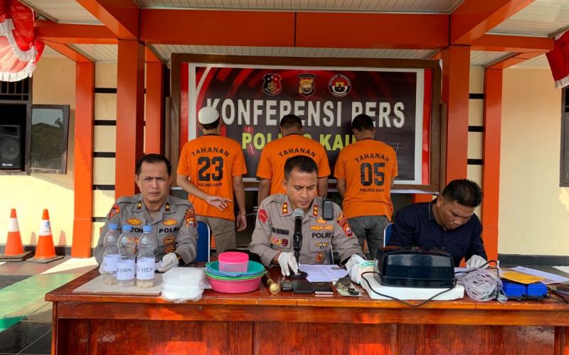 Konferensi Pers, Polres Kaur Berhasil Gagalkan Penyelundupan Benur 