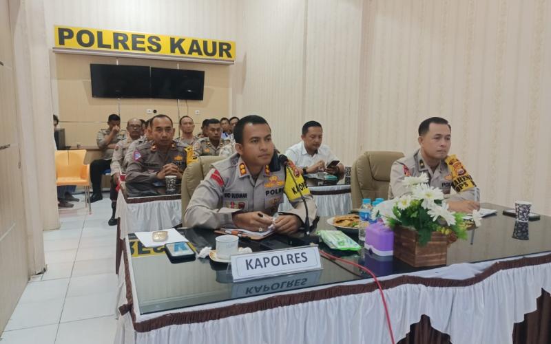 Polres Kaur Ikuti Zoom Meeting Rapat Kesiapan Simulasi Sispamkota Pemilu Tahun 2024