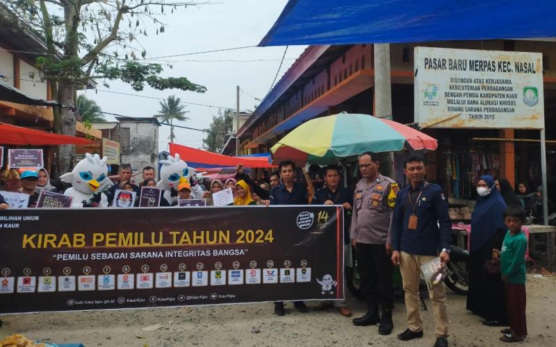 Polres Kaur Monitoring Kegiatan Sosialisasi Kirab Pemilu di Wilkum Kecamatan Nasal