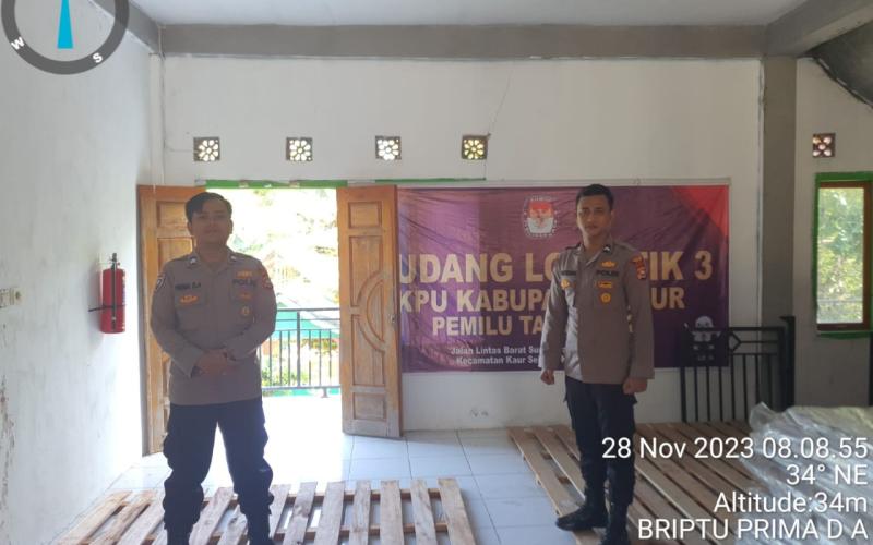 Gudang Logitik 3 KPUD Kaur Dilakukan Pengamanan oleh Polres Kaur 