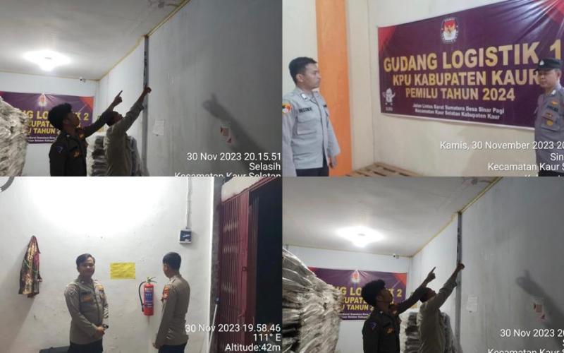 Gudang Logistik KPUD Kaur di Lakukan Pengamanan Ketat oleh Personel Satgas Preventif OMB Nala Polres Kaur 