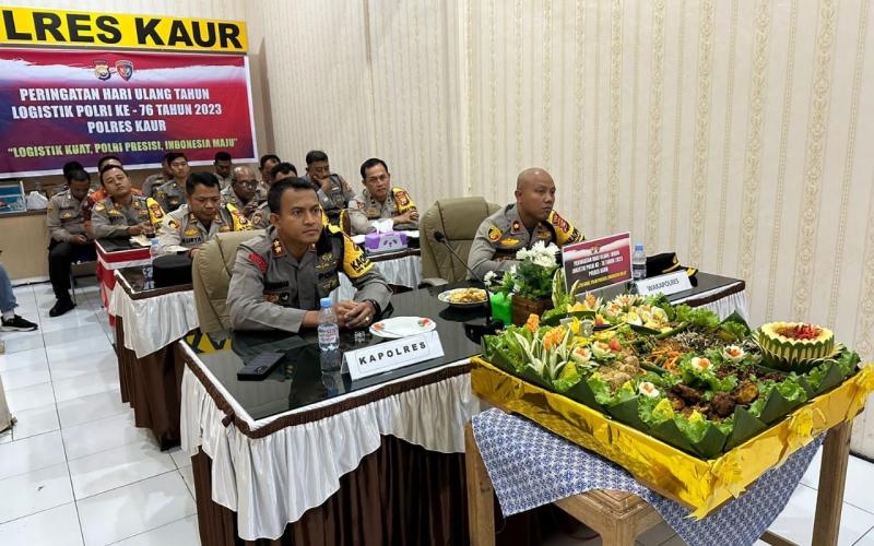 Polres Kaur Ikuti Peringatan HUT Logistik Polri Ke-76 Tahun 2023 Daring Melalui Zoom 