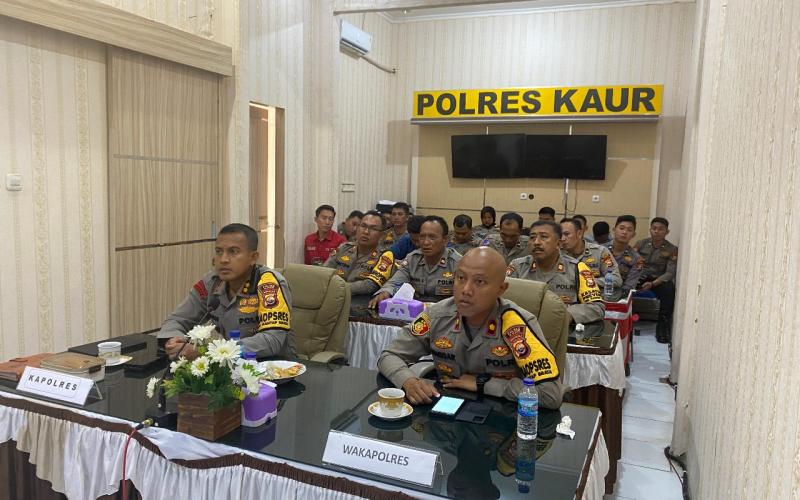 Polres Kaur Ikuti Anev Mingguan Quick Wins Presisi TW IV Tahun 2023