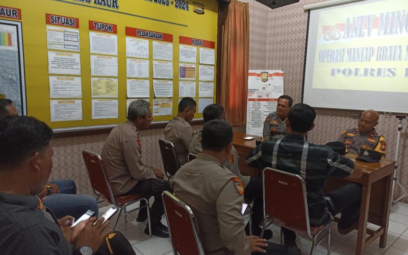 Evaluasi Kinerja Selama Operasi Mantap Brata Nala 2023, Polres Kaur Gelar Anev Minggu ke 4 