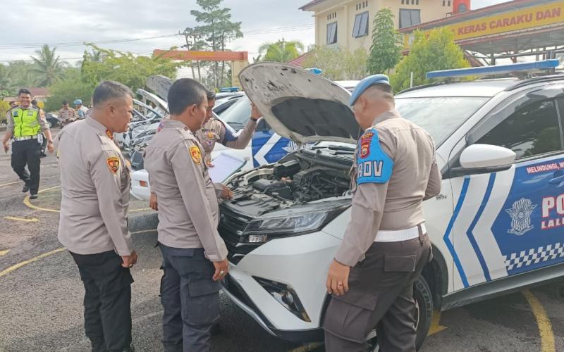 Dukung Keamanan dan Ketertiban Pelaksanaan Pemilu 2024, Polres Kaur Cek Kendaraan Dinas