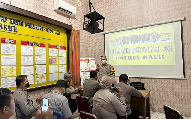 Pastikan Kinerja OMB Nala 2024 Berjalan Efektif dan Efisien, Polres Kaur Laksankan Anev Minggu ke Delapan 
