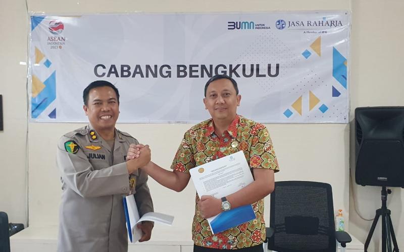 Penandatanganan Komitmen Kerjasama Antara PT Jasa Raharja Cabang Bengkulu dengan RS UMMI dan RS Bhayangkara Bengkulu