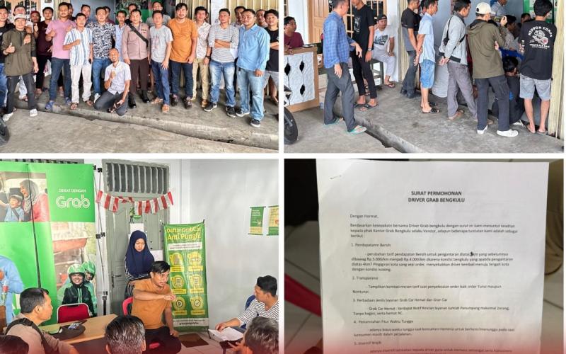 Personel Sat Intelakam Polresta Bengkulu Lakaukan Pengamanan Aksi Spontan Para Driver Grab Car 