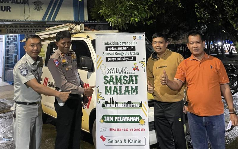 Jasa Raharja Bersama Samsat Bengkulu Utara Lakukan Pelayanan Keliling Malam Hari