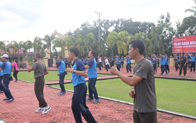 Sinergitas TNI-POLRI, Polres Mukomuko Gelar Senam Bersama dengan Kodim 0428/Mukomuko