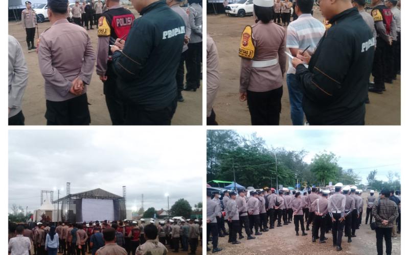 Personel Polresta Bengkulu Gelar Apel Pengecekan dalam OMP Nala 2024 untuk Pengamanan Kampanye Akbar Paslon Helmi-Mian