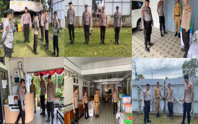 Pengamanan Ketat, Satgas Preventif Subsatgas PAM Kantor KPU Kota Bengkulu Pastikan Keamanan Logistik Pemilu