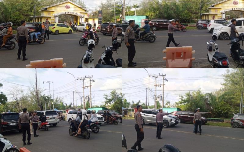 Satlantas Polresta Bengkulu Pastikan Keamanan dan Kelancaran di Kawasan Pantai Panjang