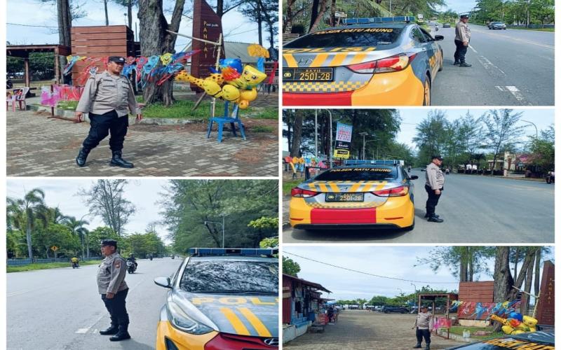 Polsek Ratu Agung Laksanakan Patroli di Seputaran Pantai Panjang