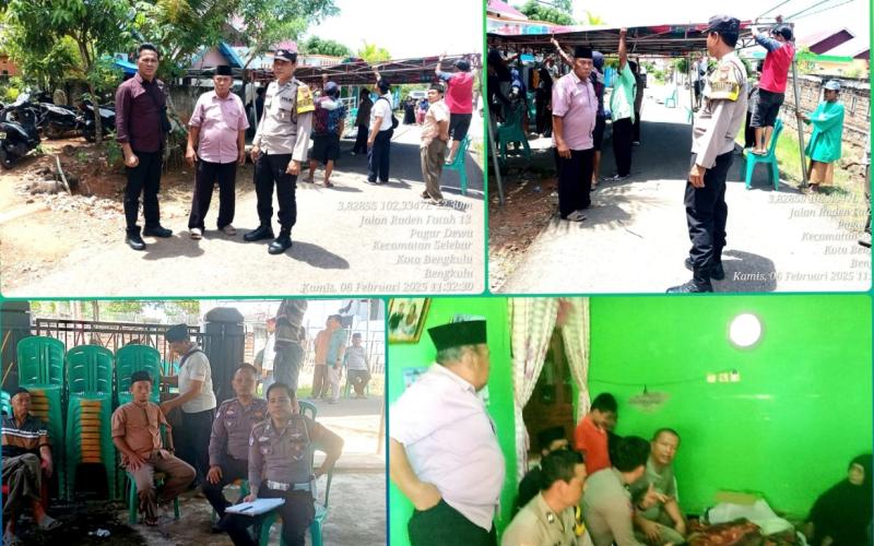 Bhabinkamtibmas Kelurahan Pagar Dewa Melayat ke Rumah Duka dan Sampaikan Imbauan Kamtibmas