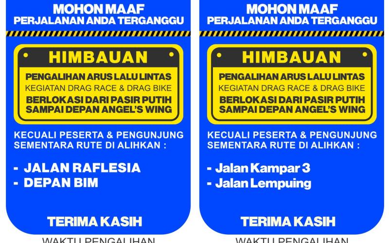 Event Drag Race and Bike di Jalur Pantai Pasir Putih, Ini Pengalihan Arus Lalu Lintasnya