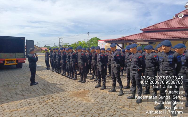 Batalyon B Pelopor Brimob Polda Bengkulu Gelar Latihan Gabungan PHH
