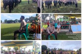 Hari ke 4 Turnamen Sepak Bola Antar Desa Kecamatan Kaur Selatan, 43 Personel Polres Kaur Serta 10 Personel BKO Brimob Nusuk Lakukan Pengamanan
