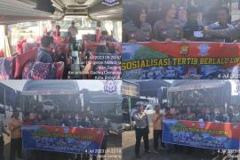 Satlantas Polresta Bengkulu Gelar Sosialisasi Tertib Berlalu Lintas Bersama Penumpang dan Sopir Bus PO. Putra Rafflesia