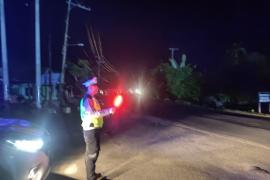 Sat Lantas Polres Kaur Patroli Blue Light di Simpang Tugu Kasuk Baru