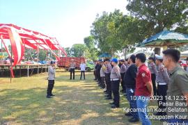 Polres Kaur dan Polsek Kaur Selatan Lakukan Pengamanan Terbuka dan Tertutup Turnamen Bupati Cup 