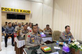 Kapolres Kaur Ikuti Secara Virtual Anev Program Quick Wins Presisi TW III Tahun 2023