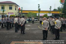 Kapolres Kaur, Pimpin Pengecekan Apel Konsolidasi Pleton Dalmas Awal, Dalmas Lanjut dan Unit Pendukung Polres Kaur