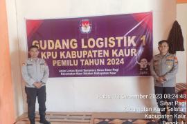 Jaga Kotak Suara dan Logistik Pemilu 2024 Lainnya, Personel OMB Polres Kaur Patroli di Gudang Logistik 