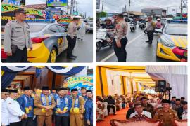 Polsek Ganding Cempaka Laksanakan Pengamanan Grand Opening Travel Haji dan Umroh