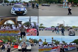 Satlantas Polresta Bengkulu Kendalikan Arus Lalu Lintas Saat Aksi Unjuk Rasa Forum R3
