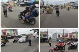 Polsek Gading Cempaka Amankan Arus Lalu Lintas Pagi di Simpang Jl. KS Tubun, Kota Bengkulu