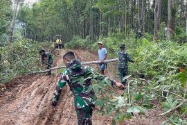 Satgas TMMD Bersihkan Ranting Pohon, Buka Akses Cahaya untuk Percepat Pengeringan Jalan