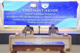 Wakapolda Bengkulu Pimpin Taklimat Akhir Audit Kinerja Tahap II Itwasda Polda Bengkulu Aspek Pelaksanaan dan Pengendalian pada Polda Bengkulu T.A 2025