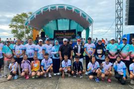 Kapolres Mukomuko Bersama Ketua Bhayangkari Hadiri dan Ikuti Fun Run 5K KONI Mukomuko serta Penebaran Benih Ikan di Danau Nibung